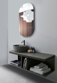 Cleanes Waschbecken in Anthrazit mit rahmenlosem Spiegel - Schlichte Schönheit von bad und zimmer concept